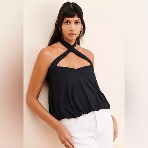 Free People Cece Halter Tank Top in Black Size XS EUC